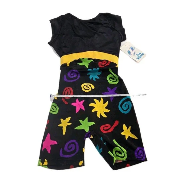 Body Wrappers Vintage 80s Open Back Unitard Biketard Leotard Dance Size Preteen